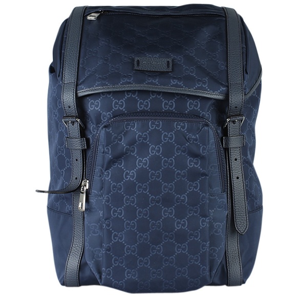 Gucci 387071 Drawstring Blue Nylon Backpack (208812) - Picture 1 of 11
